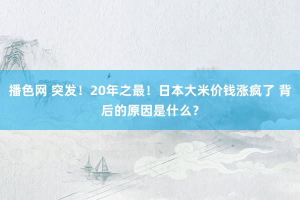 播色网 突发！20年之最！日本大米价钱涨疯了 背后的原因是什么？