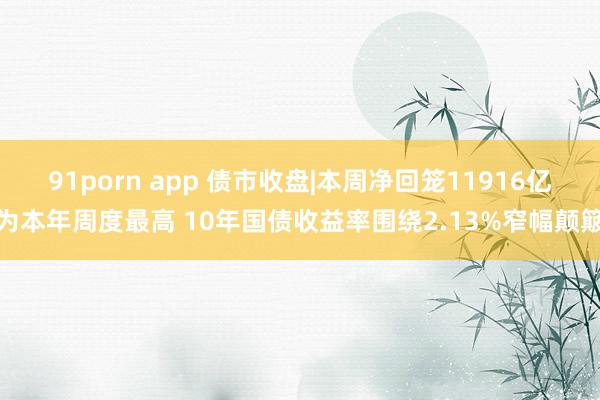 91porn app 债市收盘|本周净回笼11916亿为本年周度最高 10年国债收益率围绕2.13%窄幅颠簸