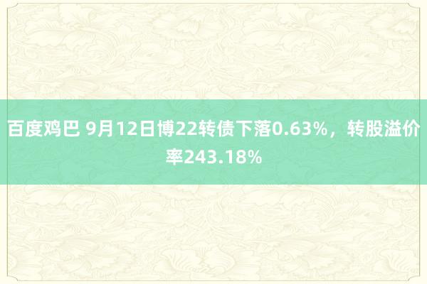 百度鸡巴 9月12日博22转债下落0.63%，转股溢价率243.18%