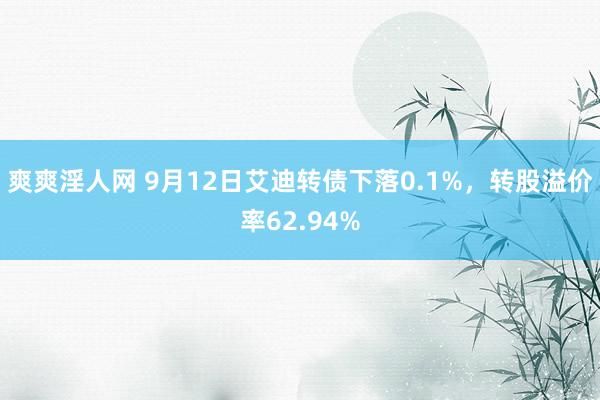 爽爽淫人网 9月12日艾迪转债下落0.1%，转股溢价率62.94%