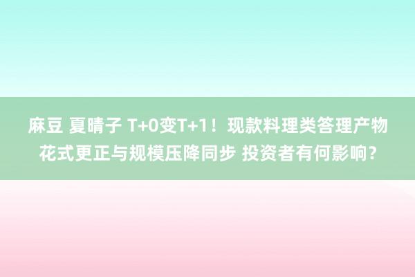 麻豆 夏晴子 T+0变T+1！现款料理类答理产物花式更正与规模压降同步 投资者有何影响？