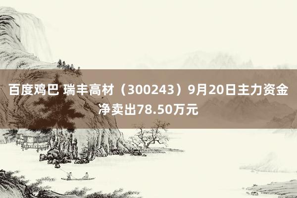 百度鸡巴 瑞丰高材（300243）9月20日主力资金净卖出78.50万元