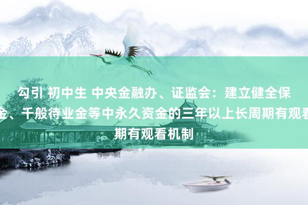 勾引 初中生 中央金融办、证监会：建立健全保障资金、千般待业金等中永久资金的三年以上长周期有观看机制