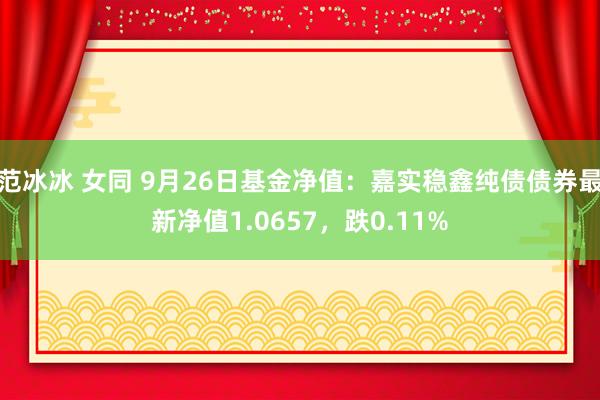 范冰冰 女同 9月26日基金净值：嘉实稳鑫纯债债券最新净值1.0657，跌0.11%