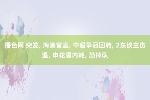 播色网 突发， 海港官宣， 中超争冠回转， 2东谈主伤退， 申花曝内耗， 恐掉队