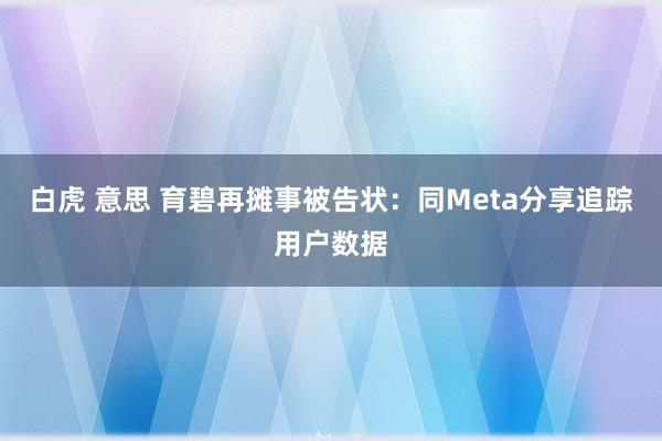 白虎 意思 育碧再摊事被告状：同Meta分享追踪用户数据