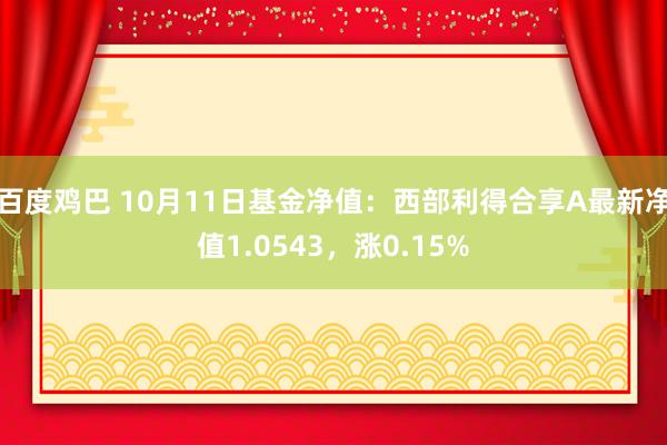 百度鸡巴 10月11日基金净值：西部利得合享A最新净值1.0543，涨0.15%