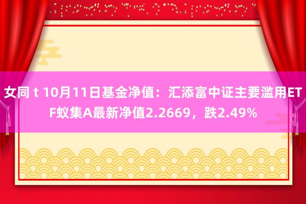 女同 t 10月11日基金净值：汇添富中证主要滥用ETF蚁集A最新净值2.2669，跌2.49%