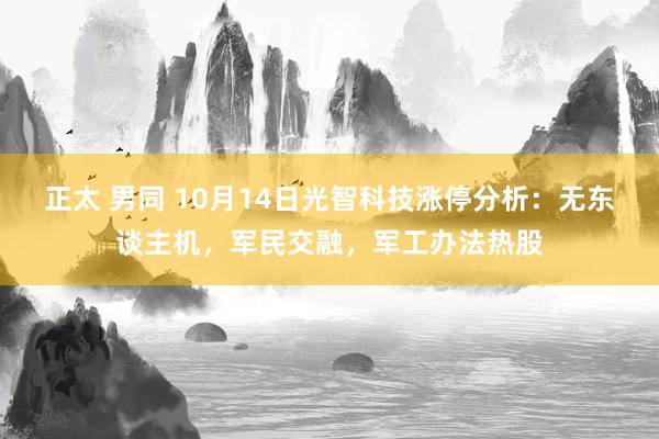 正太 男同 10月14日光智科技涨停分析：无东谈主机，军民交融，军工办法热股