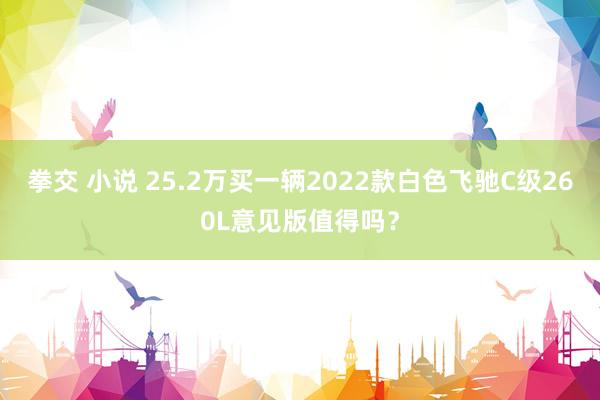 拳交 小说 25.2万买一辆2022款白色飞驰C级260L意见版值得吗？