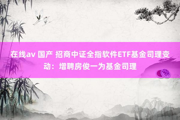 在线av 国产 招商中证全指软件ETF基金司理变动：增聘房俊一为基金司理