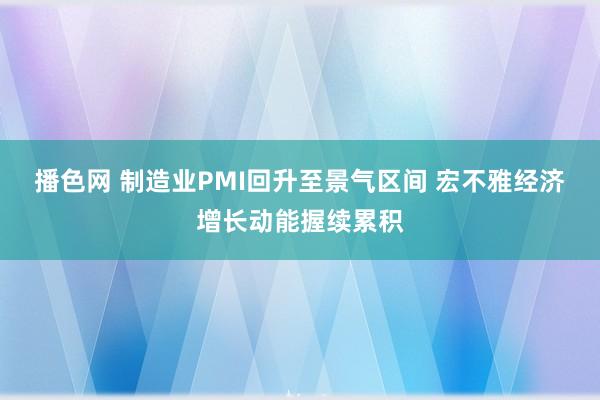 播色网 制造业PMI回升至景气区间 宏不雅经济增长动能握续累积