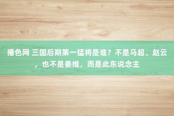 播色网 三国后期第一猛将是谁？不是马超、赵云，也不是姜维，而是此东说念主