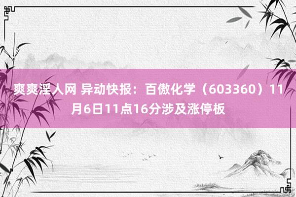 爽爽淫人网 异动快报：百傲化学（603360）11月6日11点16分涉及涨停板