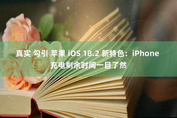 真实 勾引 苹果 iOS 18.2 新特色：iPhone 充电剩余时间一目了然