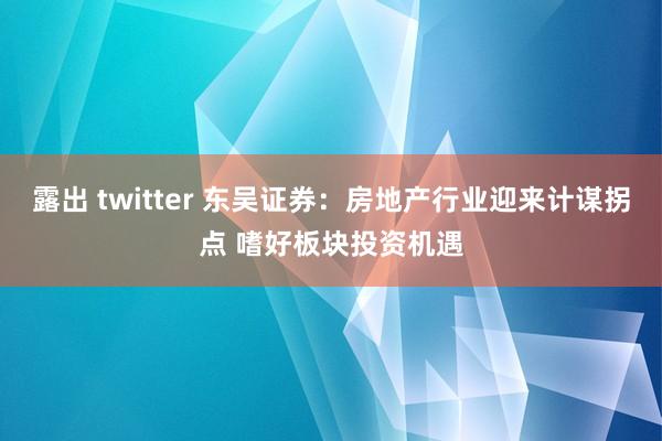 露出 twitter 东吴证券：房地产行业迎来计谋拐点 嗜好板块投资机遇