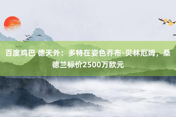 百度鸡巴 德天外：多特在姿色乔布-贝林厄姆，桑德兰标价2500万欧元