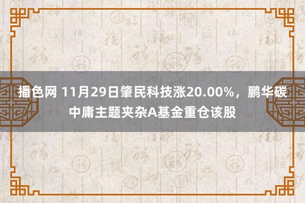 播色网 11月29日肇民科技涨20.00%，鹏华碳中庸主题夹杂A基金重仓该股