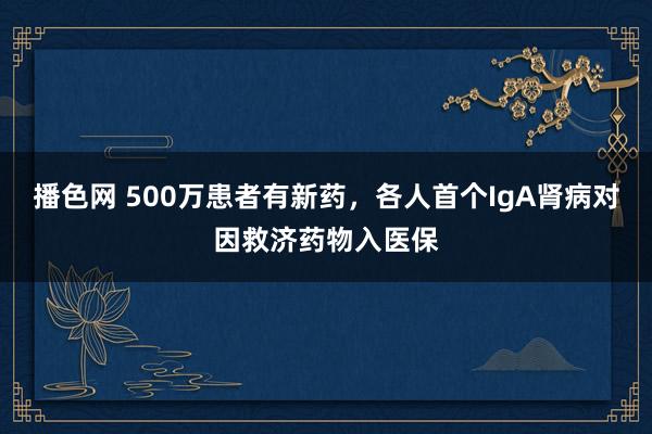 播色网 500万患者有新药，各人首个IgA肾病对因救济药物入医保