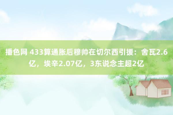 播色网 433算通胀后穆帅在切尔西引援：舍瓦2.6亿，埃辛2.07亿，3东说念主超2亿