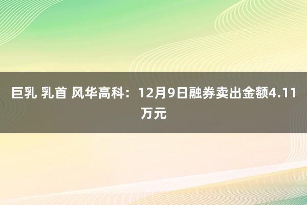 巨乳 乳首 风华高科：12月9日融券卖出金额4.11万元