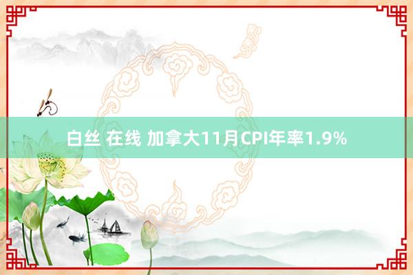 白丝 在线 加拿大11月CPI年率1.9%