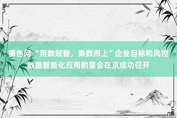 播色网 “用数赋智，乘数而上”企业目标和风控数据智能化应用酌量会在京成功召开