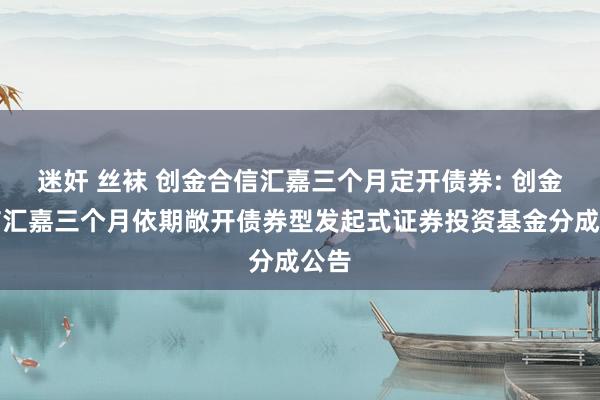 迷奸 丝袜 创金合信汇嘉三个月定开债券: 创金合信汇嘉三个月依期敞开债券型发起式证券投资基金分成公告