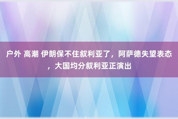 户外 高潮 伊朗保不住叙利亚了，阿萨德失望表态，大国均分叙利亚正演出