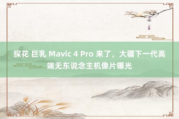 探花 巨乳 Mavic 4 Pro 来了，大疆下一代高端无东说念主机像片曝光