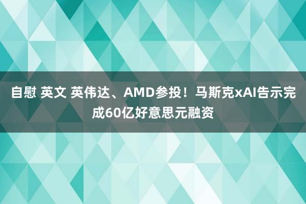 自慰 英文 英伟达、AMD参投！马斯克xAI告示完成60亿好意思元融资