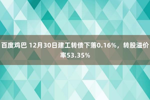 百度鸡巴 12月30日建工转债下落0.16%，转股溢价率53.35%