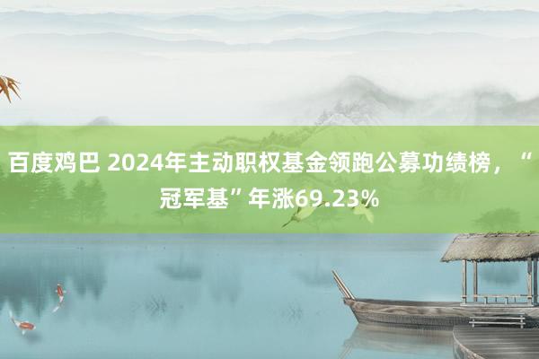 百度鸡巴 2024年主动职权基金领跑公募功绩榜，“冠军基”年涨69.23%