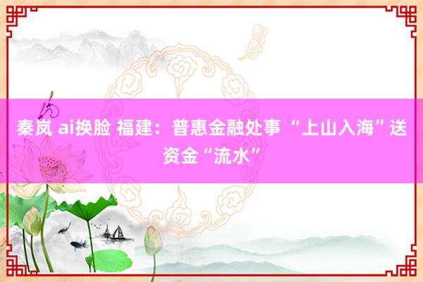 秦岚 ai换脸 福建：普惠金融处事 “上山入海”送资金“流水”