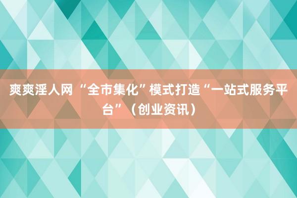 爽爽淫人网 “全市集化”模式打造“一站式服务平台”（创业资讯）